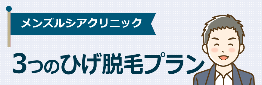 メンズルシアクリニックは3つのひげ脱毛プランがあります！